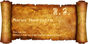 Maros Henrietta névjegykártya